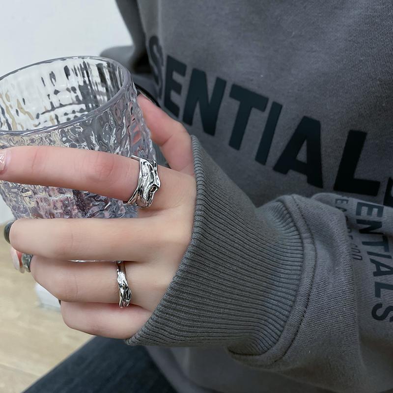 High-End Ring Irregular Niche Design Open Ring Female Index Finger Cover Ring High-End Simple Ring