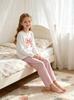 Mädchen Schlafanzug Set, Weicher Bogen-Print Langarm Nachtwäsche, Rosa Gestreifte Loungewear für 8-12 Jahre