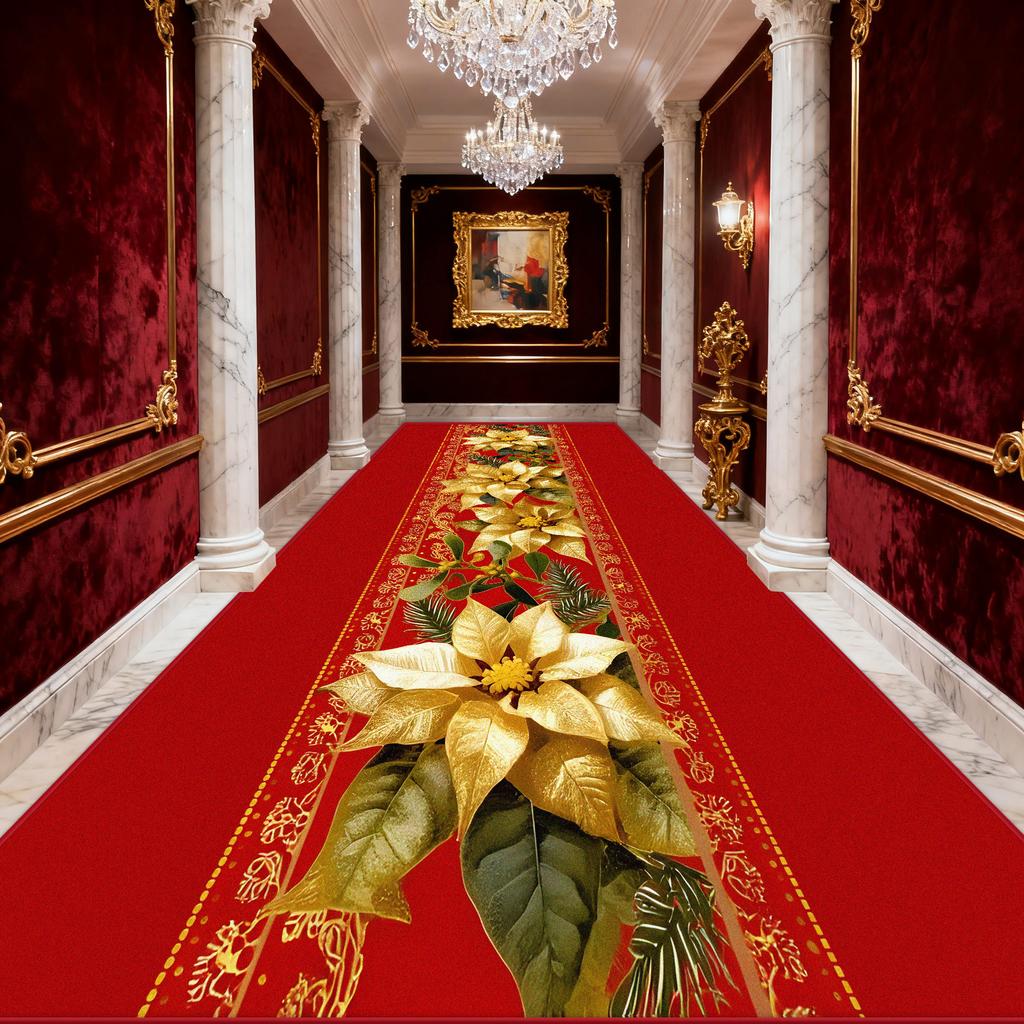 Hallway Carpet Golden Flower Red Hall Carpet Path To Floor in The Corridor Runner Rug Doorway Kitchen Aisle Mat Size