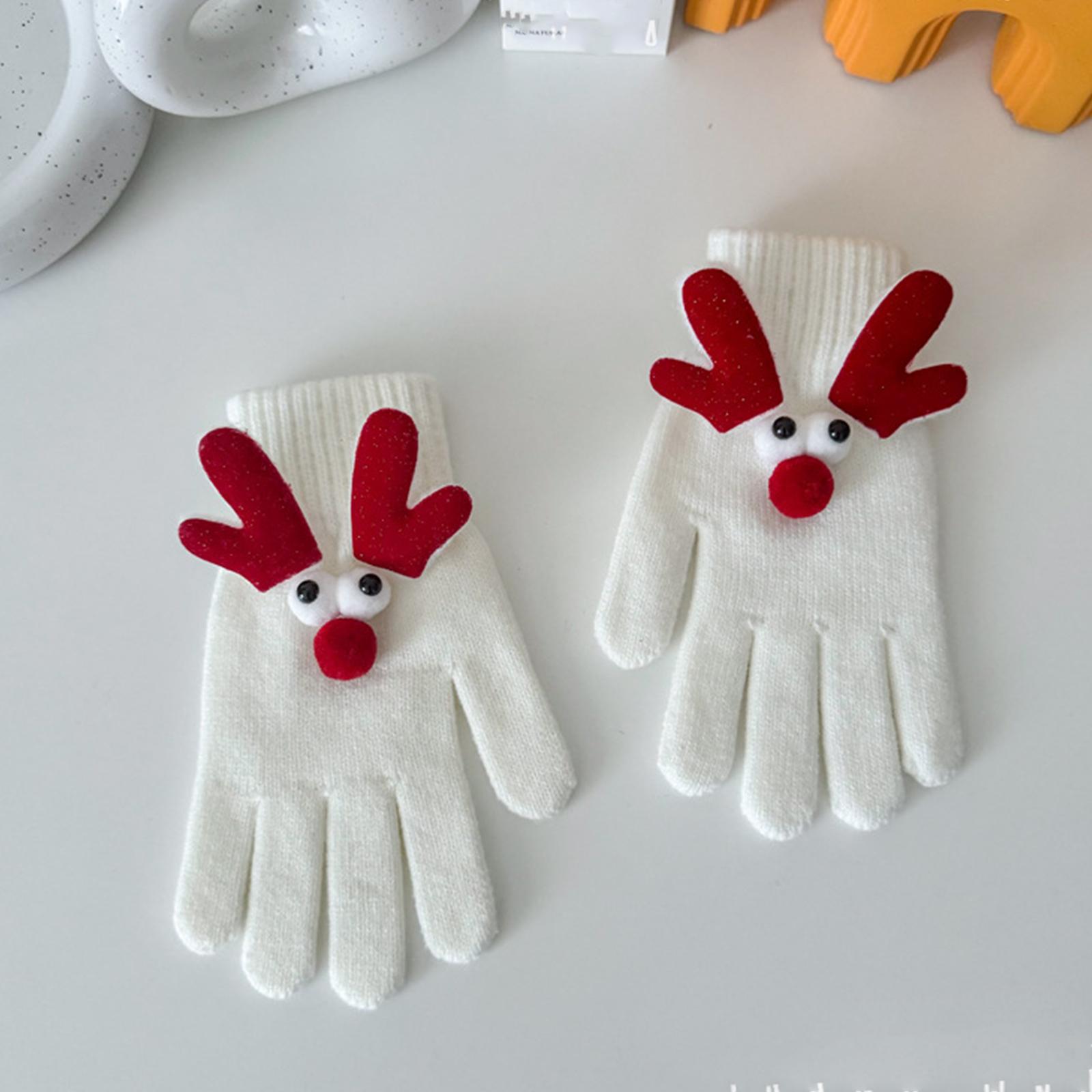 

Christmas Gloves Festival Personalized Antlers Cartoon Warm Touchscreen Gloves One Size белый