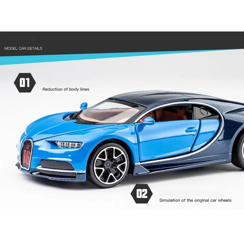 1/32 Bugatti Chiron Sports Car Metal Toy Alloy Car Diecasts & Toy Vehicles Car Model Sound and Light Model Car Toys for Children