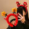 Chinese Style New Year Red Plush Headband Flower Children Hair Hoop  Photo Prop