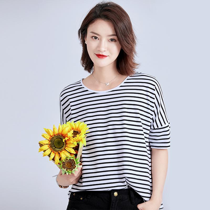 Spring New Short-sleeved Ins Korean Version T-shirt Girls Round Neck Casual Printed Tops Fashionable and Cute Women's Clothing