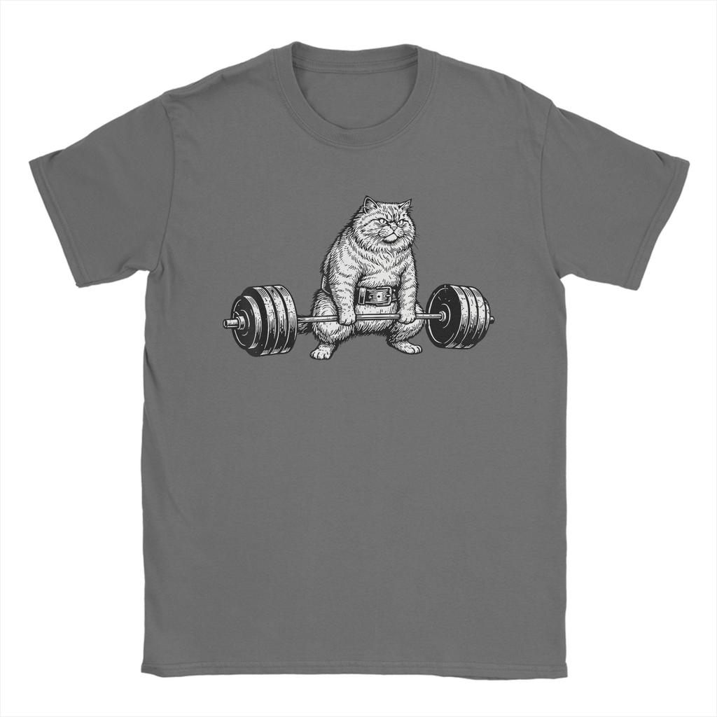 Retro Cat Deadlift Powerlifting TShirt Summer  Cotton TShirts For Men Hip Hop Casual Tee Shirt Short Sleeve Aesthetic Tees
