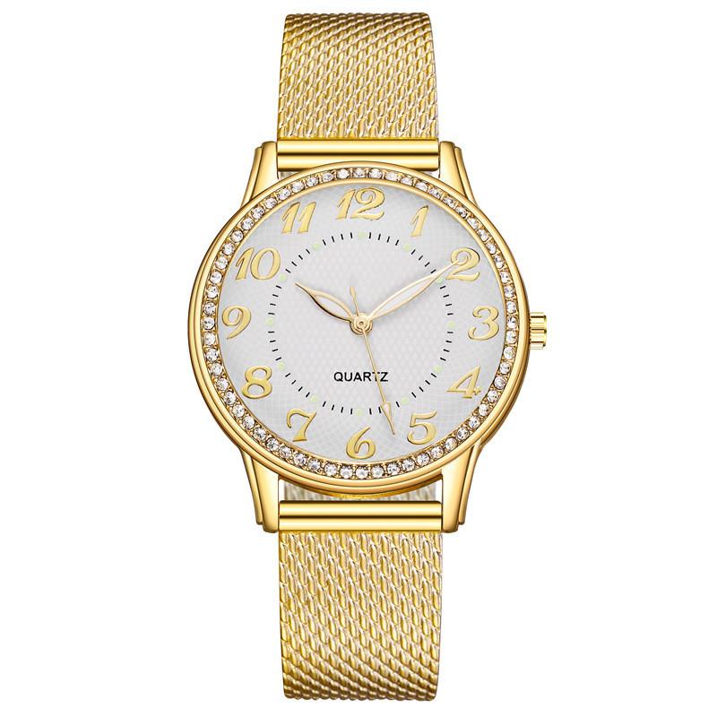 

Ladies Diamond Embellished Luminous Quartz Watch With Silicone Band For Casual Wear золотой