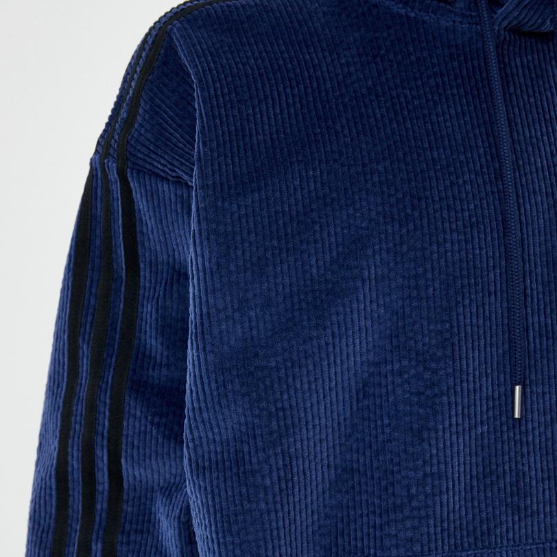 adidas X Ivy Park Halls Of Ivy Series Solid Color Soft Comfortable Corduroy Hoodie Unisex Hoodies Blue HG2521