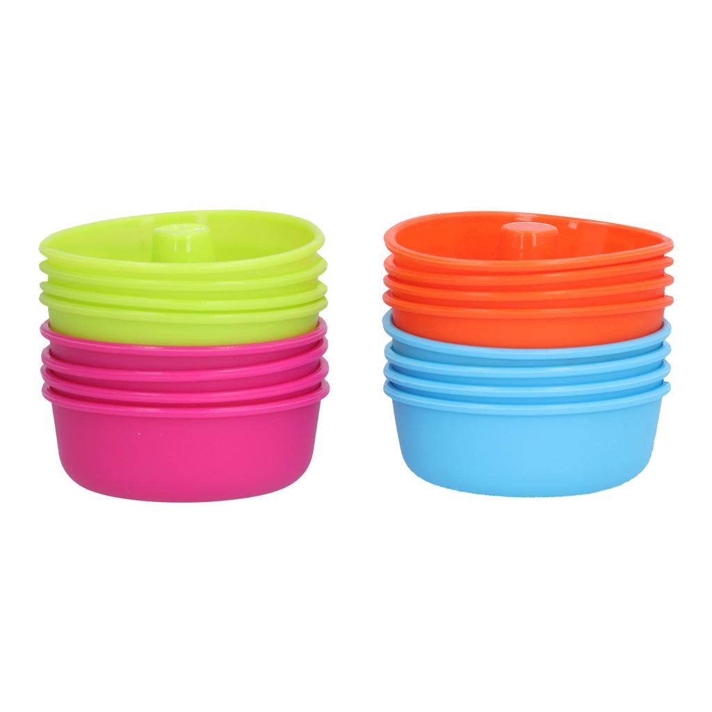 16pcs Donut Mold Bright Colors Reusable Cleanable Reliable Baking Cups for Pastries Puddings