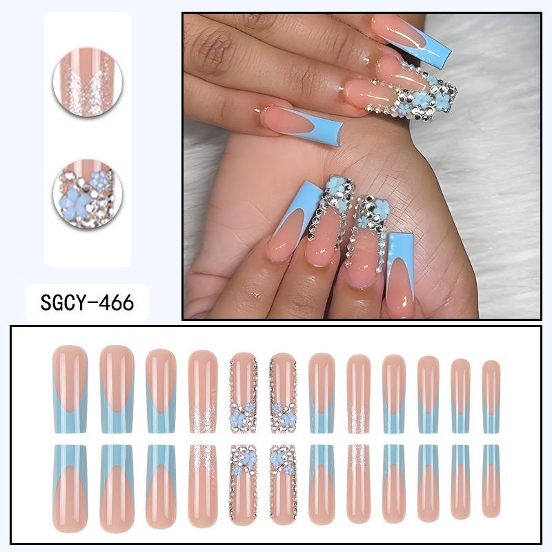 O8 Long Nail Art Tips - European & American High-End Wearable Summer Stickers