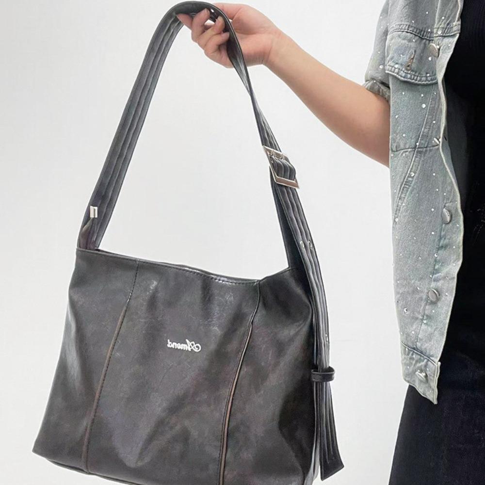 New Large-capacity Tote Bag Single Shoulder Messenger Bag Wide Shoulder Strap Design Retro Commuter Fashion Big Bag Women