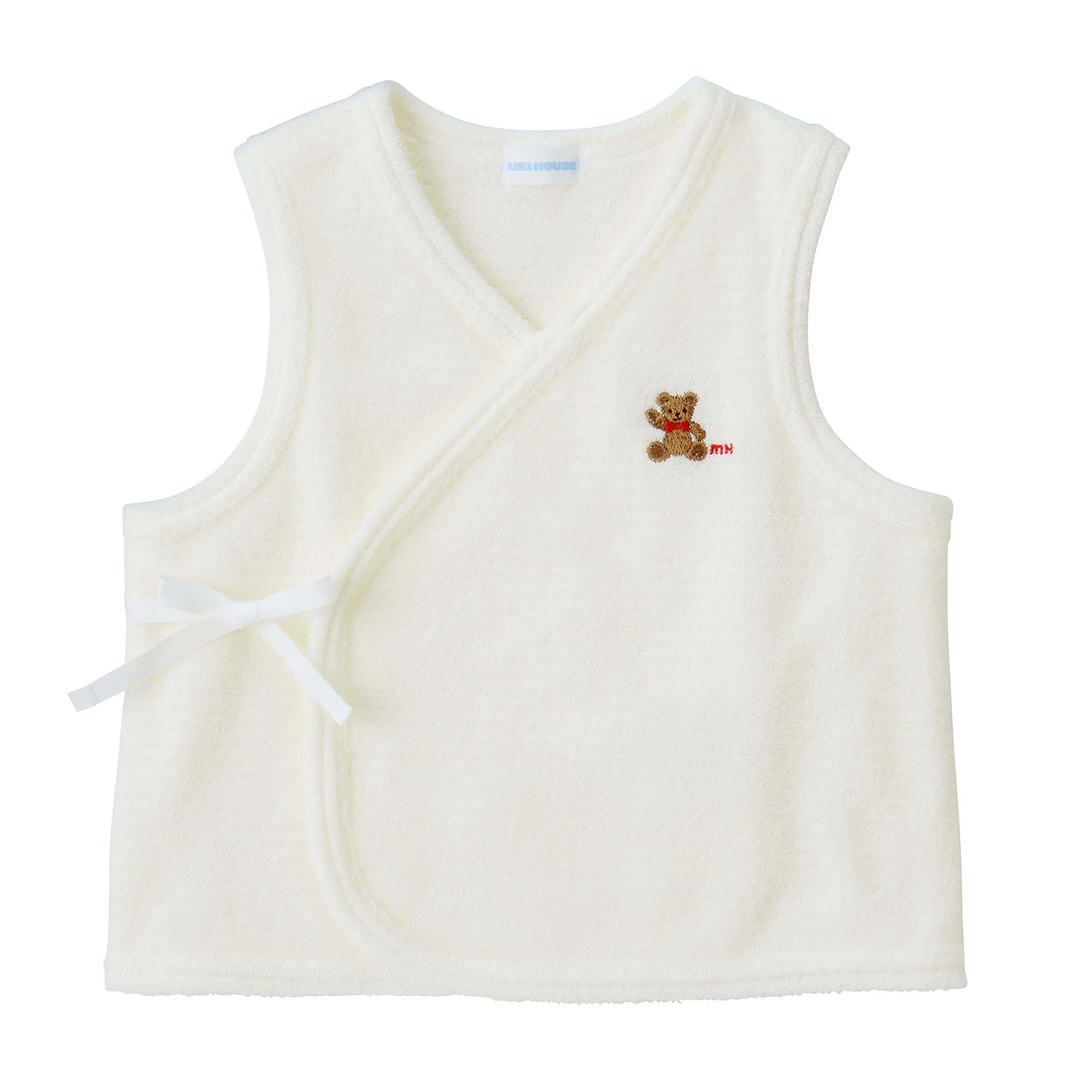 

MIKI HOUSE Untwisted Yarn Short Vest for Boys and Made in Baby Girls, Newborn, Japan, Clothes, White, 50-70cm, 40-5716-498 белый