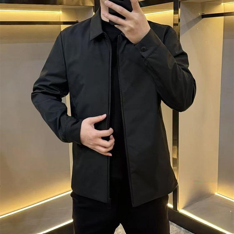 Men s Spring Fashion Slim Fit Lapel Jacket - Business Casual & Versatile Large чёрный