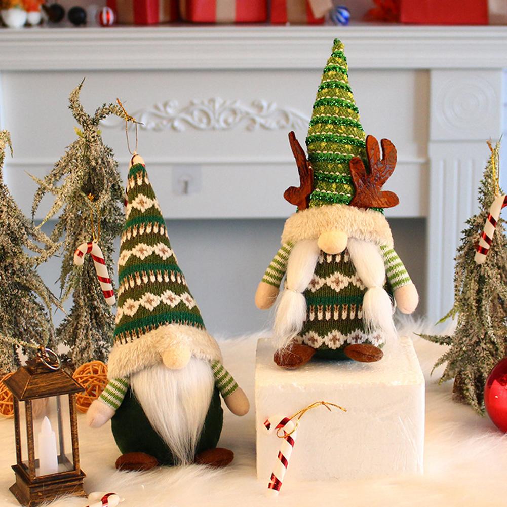 Christmas Faceless Old Man Toy Knitted Hat Gnomes Figure Mini White Bearded Small Tree Pendant Ornaments