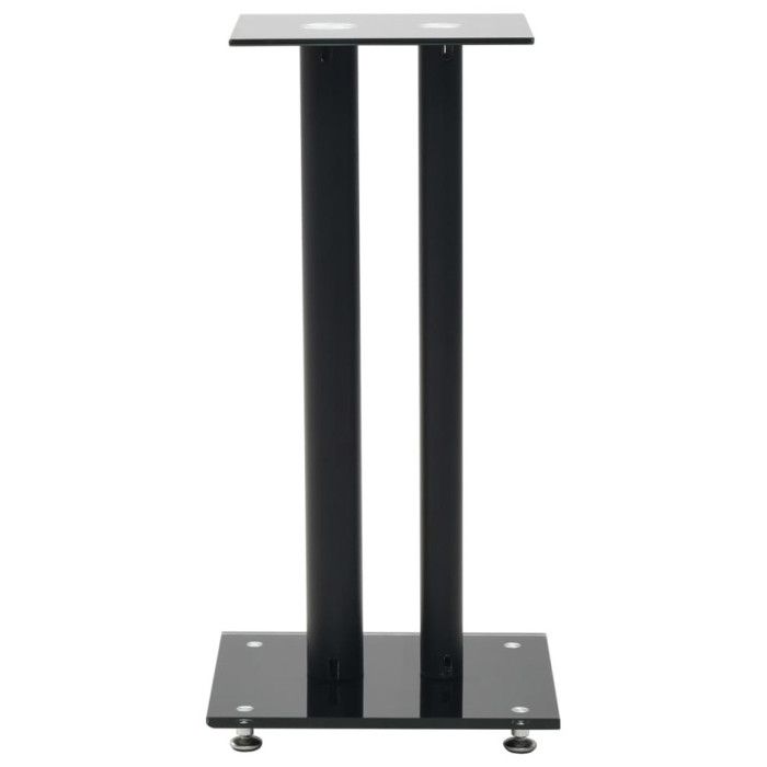 VidaXL Support haut-parleur 2pc Verre trempé Design 2 colonnes Noir