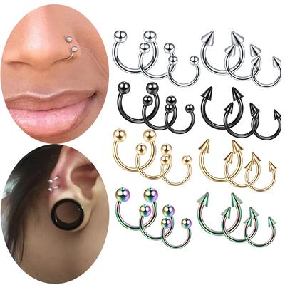 3 Piezas Anillos Septum Herradura con Picos Cónicos Acero Inoxidable 316L Joyería para Piercing de Pezón Ceja Oreja Aros