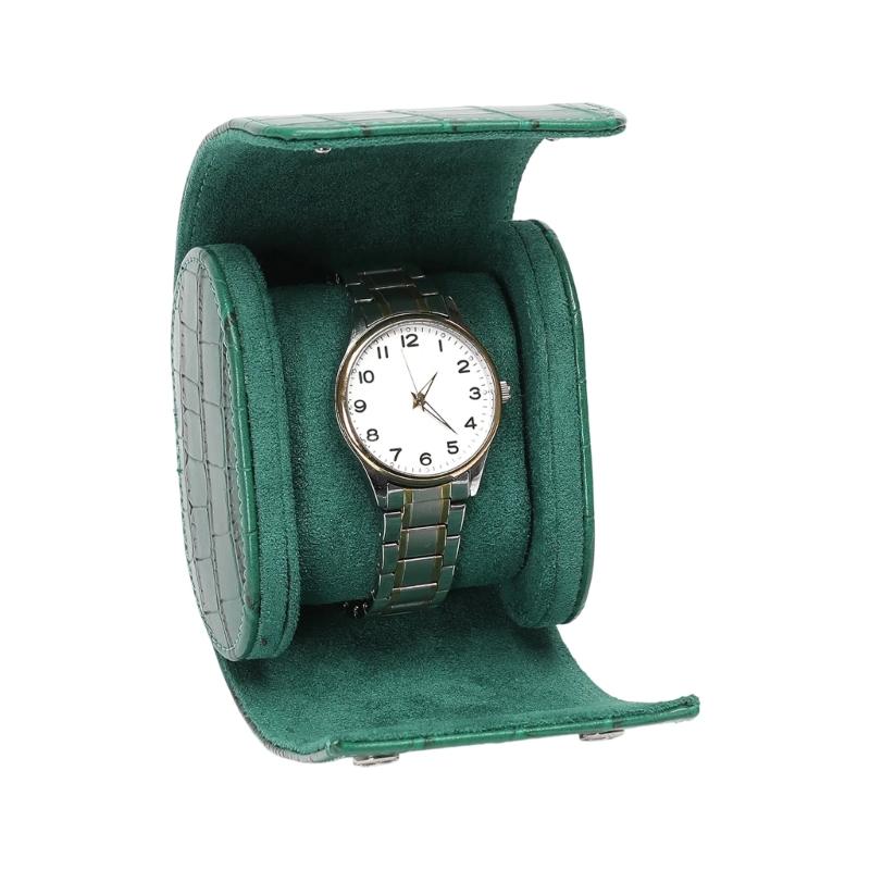 Vintage Leather Watch Storage Roll Case Shockproof Press Watch Packing Box for Home or Travel Use