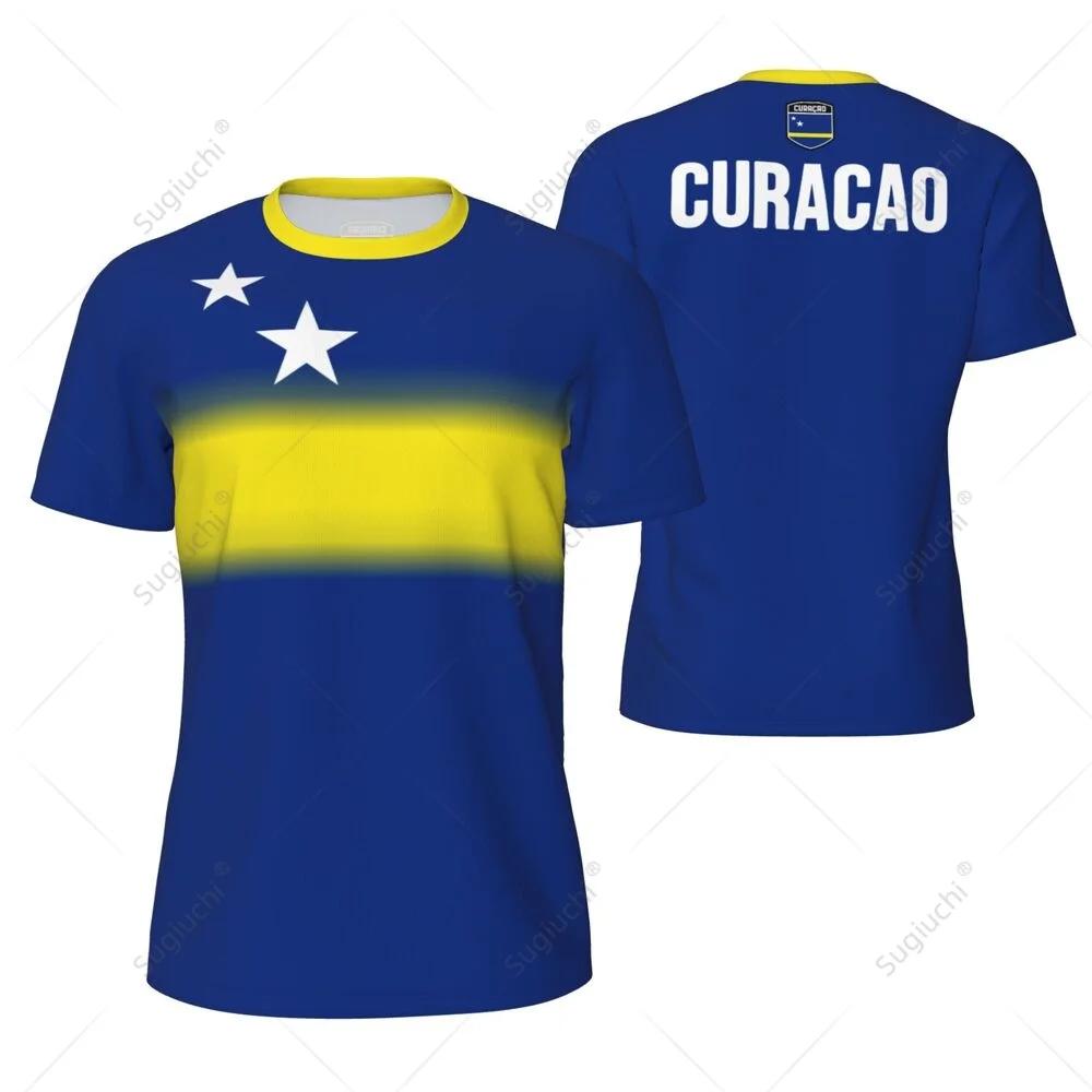 Hengyuan33 CURACAO Vlag 3D Print Sport Sneldrogend Ademend Heren T-shirt Buiten Voetbalshirt Casual Korte Mouw Ouder-kind Kleding Top M
