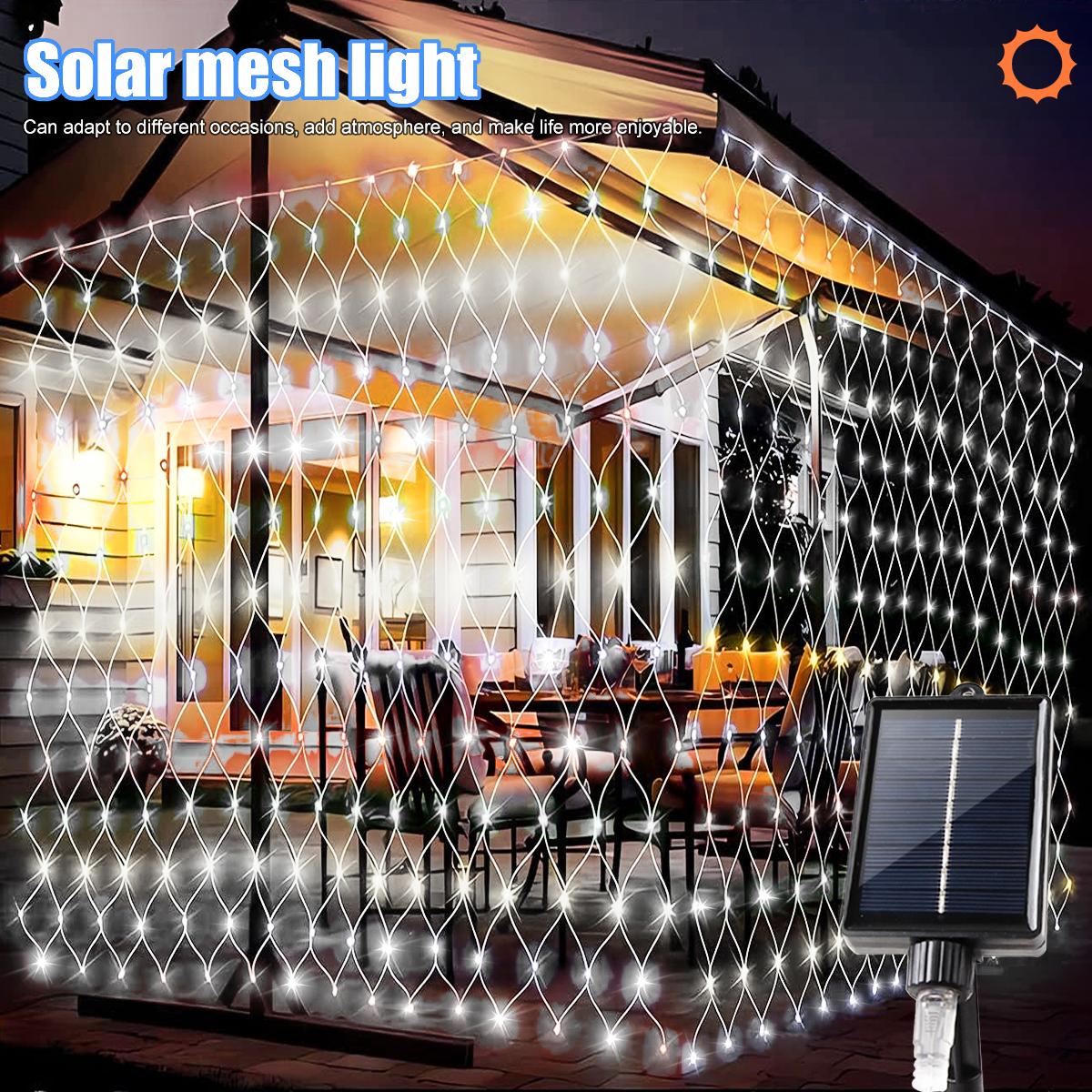 

9.8*6.6Ft Solar Lights Net Waterproof 8 Lighting ModesOutside Garden Twinkle Lights For Patio Wall Roof Balcony Christmas Decor 4.9X4.9Ft 96LEDs белый