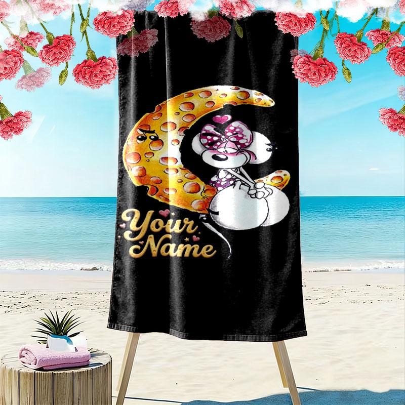 Diddl Custom Name Print Beach Towel, Large Soft Quick Dry Towel for Beach Camping Swimming