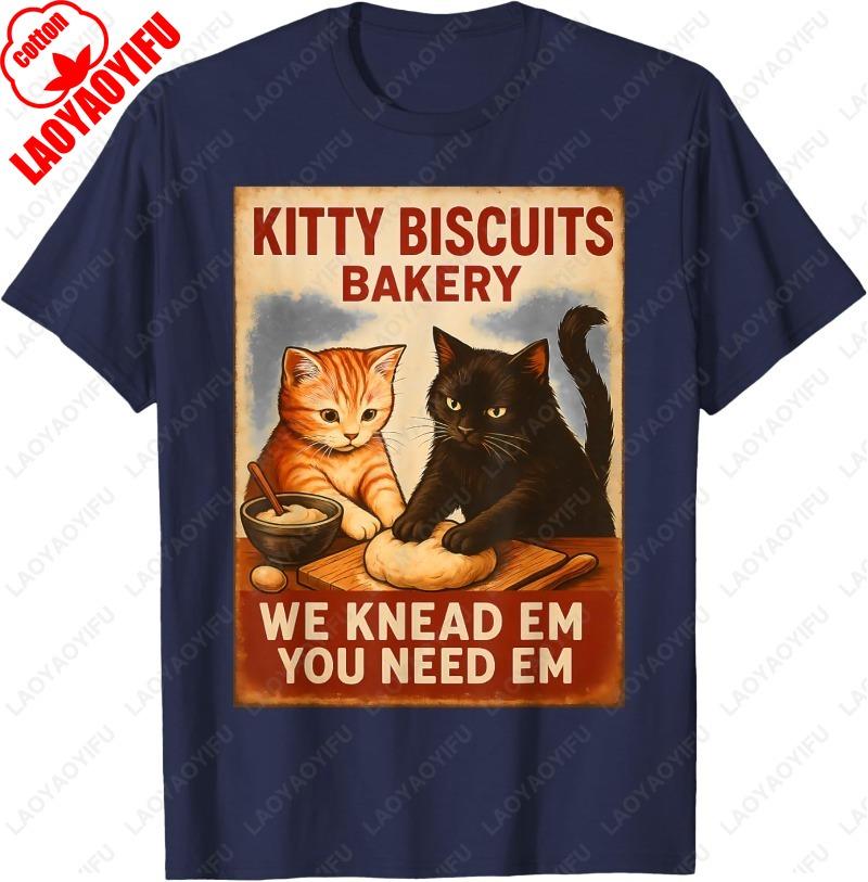 Funny Kitten Bread Unisex Adult Cotton TShirt Cute Orange and Black Cat Creative Trend Graphic Oneck Printed Man Women Tops