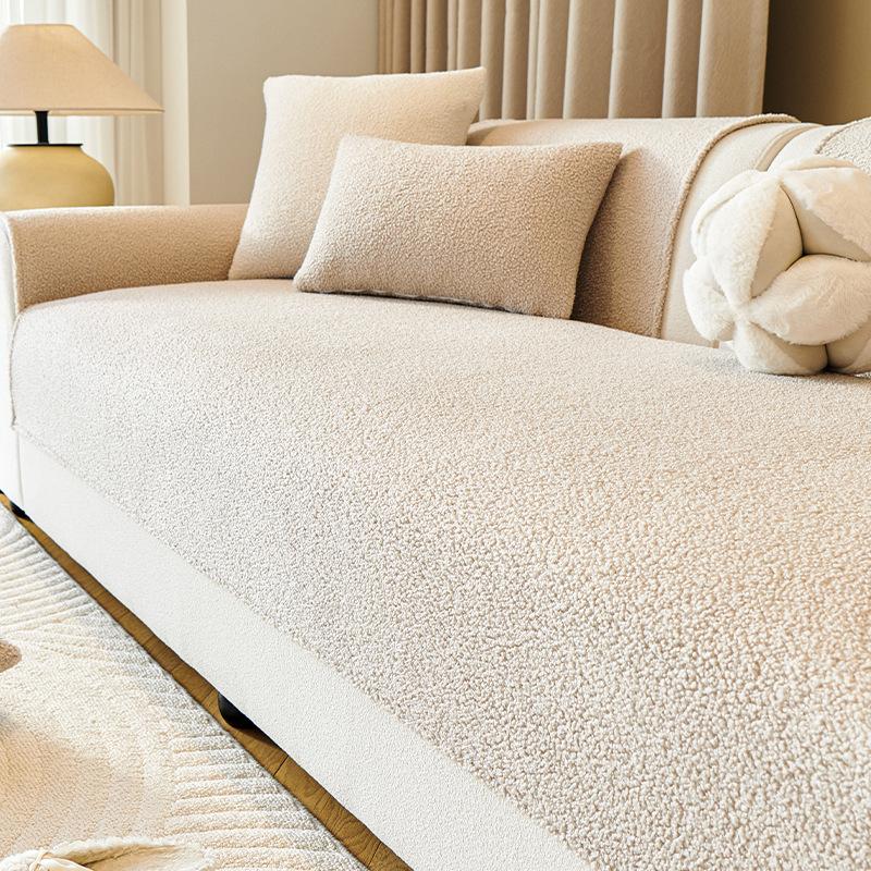 

Thickened Fleece Sofa Cushion New Autumn and Winter One-piece Seat Cushion Cover Suitable for Living Room, Office, Bedroom 1/2/3/4 Sofa Furniture 90*160cm