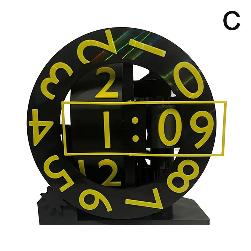 3D Printed Triaxial Clock With Rotating Numeric Display Pla Digital Clock Living Room Desktop Digital Clock Home Decoration