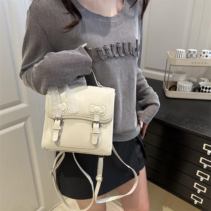 Fashion Bow College Style Backpack For Women With Pu Material And Stitching Details For Daily Use