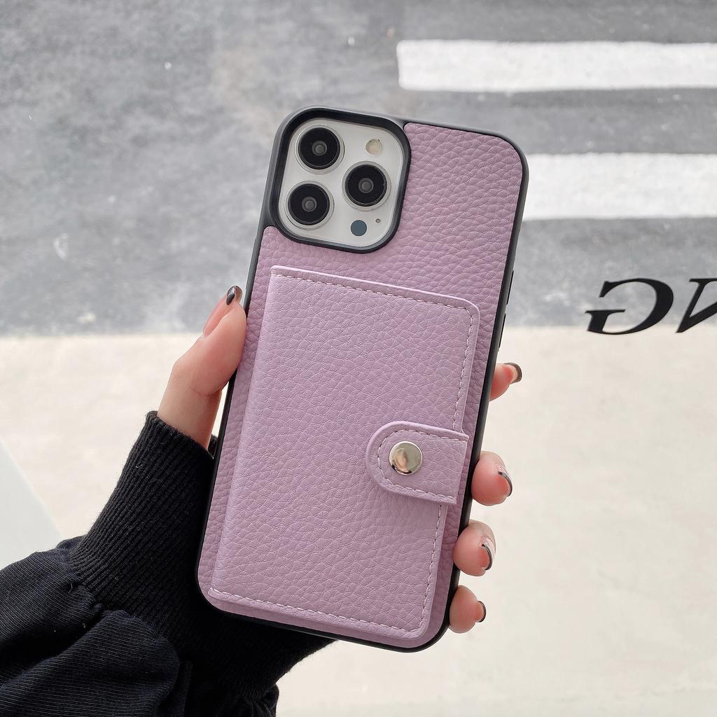 Applicable To Apple 14promax Mobile Phone Case iPhone13 Pro Lychee Pattern Left and Right Open Card Mobile Phone Case 12 Tide