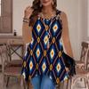 Modische Lässige Sport-Doppelring-Weste für Damen, Große Tank-Weste mit Vintage-Musterdruck, Unregelmäßiger Saum, Elegant und Schlicht