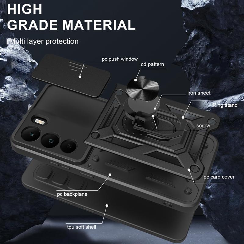 For Realme C71 4G Case Slide Camera Protect Armor Phone Case For OPPO Realme C71 C 71 RealmeC71 Magnet Holder Ring Cover