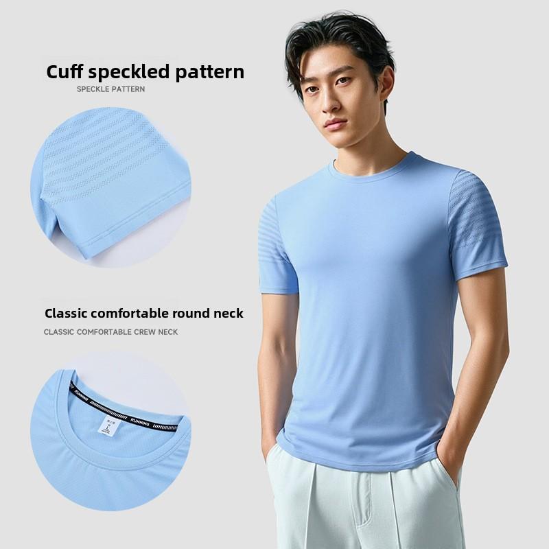 New Short-Sleeved Quick-Dry T-Shirt for Men Summer Ice-Silk Running, Fitness Training, Casual Sportswear Men's Quick-Dry Sports Shirt