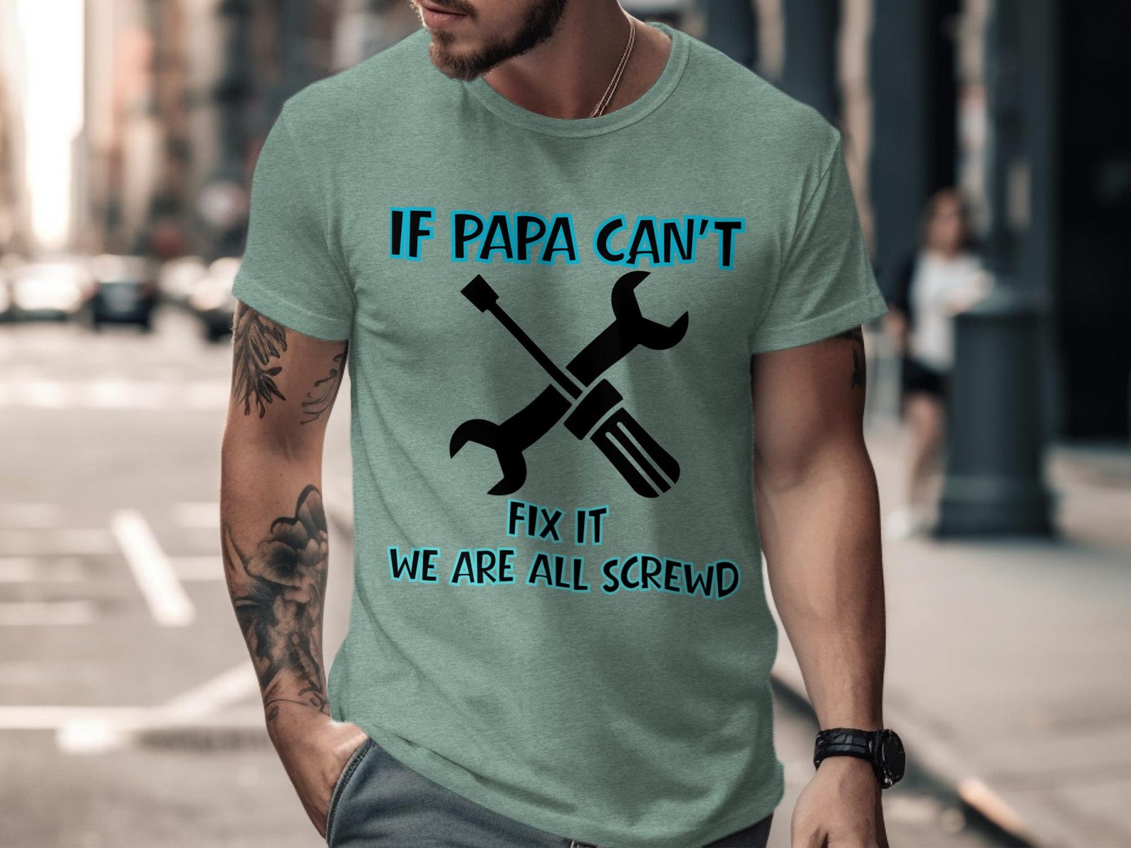Papa Can t Fix It T-Shirt, Funny Dad Handyman Grandpa Gift Tee 2XL