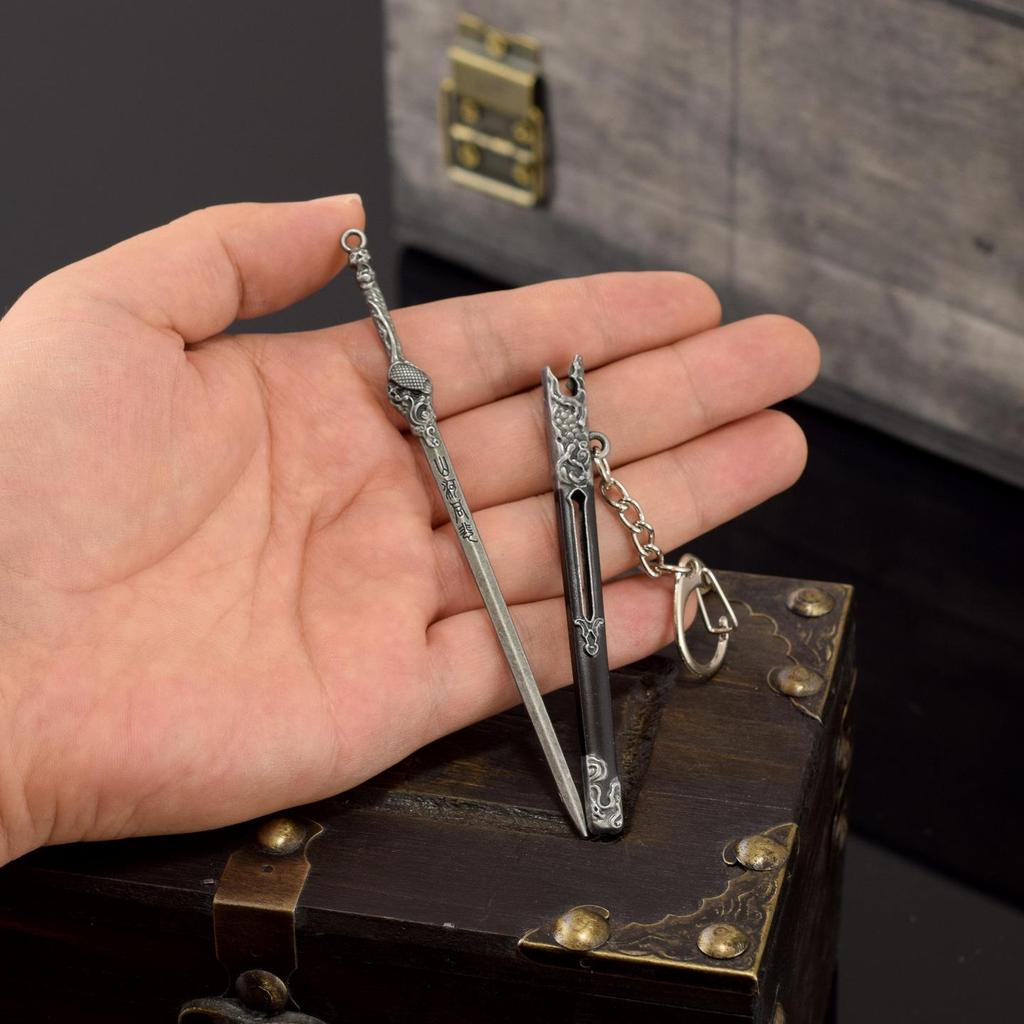 Ancient Green Bamboo Fengyun Sword & Kangxi Saber Set: Unsharpened Collectible with Embroidered Spring Knife, Qin Shi Huang & Goujian Designs.