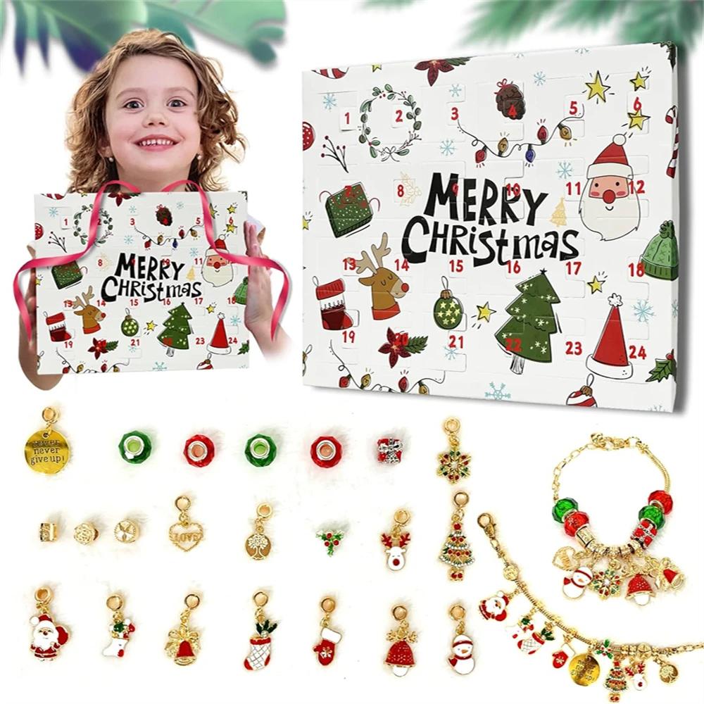 Advent Calendar 2025 Christmas Advent Calendar Bracelets For Girls DIY Charm Bracelet Making Kit Surprise Gift For Kids Women