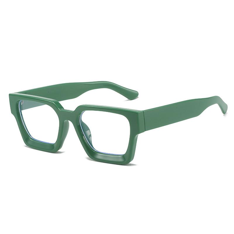 SO&EI Fashion Square Glasses Frame Women Clear Anti Blue Light Eyewear Vintage Men Optical Blue Green Frame