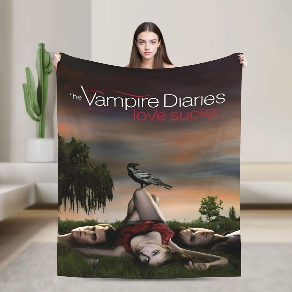 Damon Salvatore Blankets The Vampire Diaries Plush Funny Breathable Throw Blankets for Home Autumn/Winter