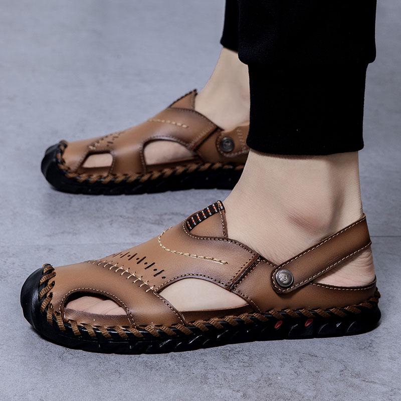 Men's Genuine Leather Sandals Soft Comfortable Sandals Male Summer Outdoor Beach Shoes Designer High Quality Sandals for Men