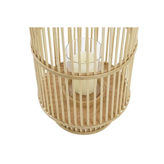 Bougeoir - Naturel - Verre et Bambou - 26 x 26 x 69 cm - Décoration Intérieure - Mixte