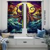 2Pcs Cartoon Octopus Curtain Japanese Style Curtain Suitable For Living Room Bedroom Kitchen And Bathroom