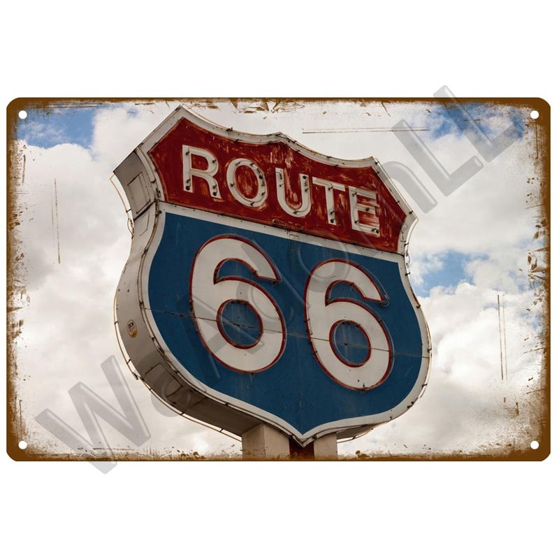 Route 66 Metal Sign House Plaque Metal Poster Tin Sign Plate Wall Posters Vintage Retro Aesthetic Room Decor Wall Art Decoration