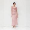 Women's Clothing Summer High-end Mesh Exquisite Dress, Swinging Collar Backless Streamer Design, Slim and Thin Temperament Long Dress