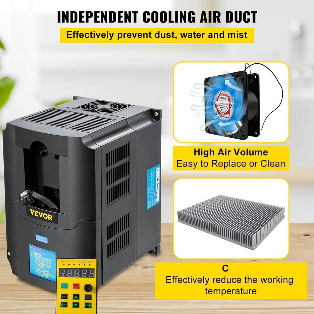 Variable Frequency Drive, AC 220V Input 4KW Variable Frequency CNC Drive Inverter Converter, VFD 5.5HP 1 or 3 Phase Input, 3 Phase Output, CNC Motor