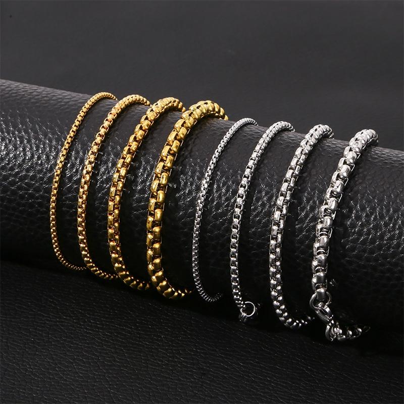 Stainless Steel Square Ball Chain Bracelet Men Titanium Steel Jewelry Hip-Hop Bracelet For Women Fashion Trend Accessories Gif