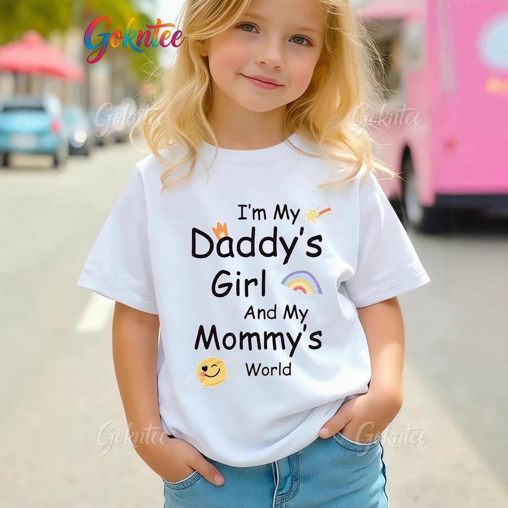 New Bestselling Girls Tshirt Cute Printed Parentchild Set Childrens Tshirt Roundneck Top Summer Polyester Fiber Fabric