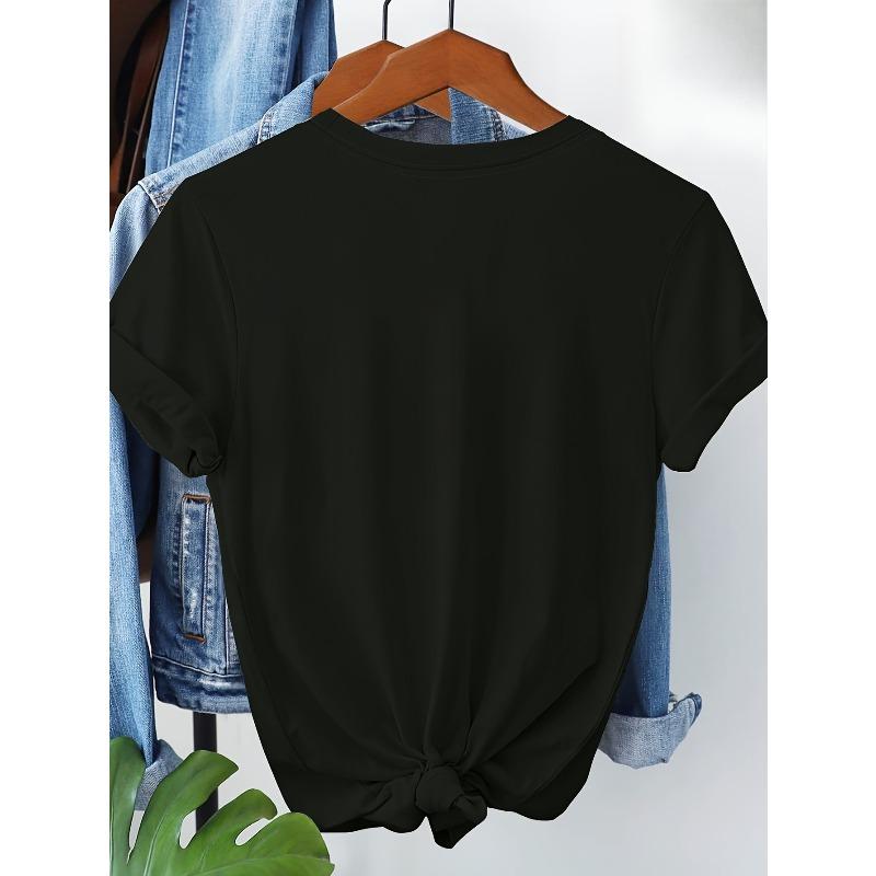 Europäische Größe Kurzarm-T-Shirt mit Blumendruck