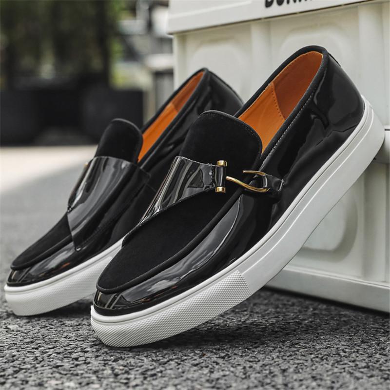 Gentleman Monk Strap Loafers Fashion Men's Suede Patent Leather Platform Shoes Male Walking Sneakers Footwears Zapatos Hombre