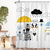 Funny Cartoon Animals Shower Curtain For Bathroom Healing Text Cat Animals Waterproof Fabric Bathtub Bathroom Curtain With Hooks