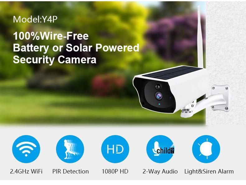 Solar-Powered Wireless Outdoor Camera with UBOX Mobile Remote Viewing