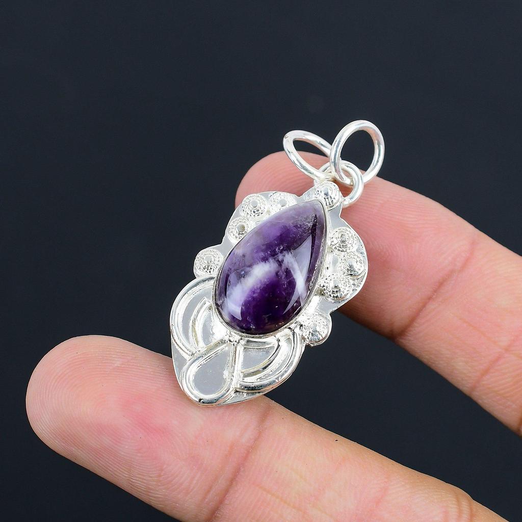 Sisters Day Deal Sterling Silver Chevron Amethyst Stone Birthday Pendant Jewelry