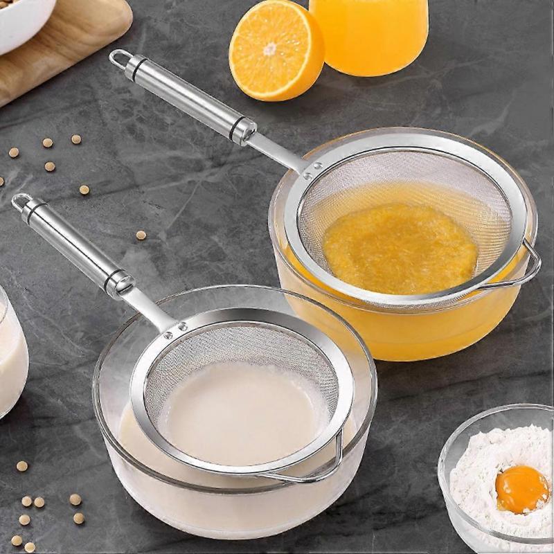 Metal Sieve Strainer Small Metal Soup Strainer Juice Filtering Home Users 2Pcs