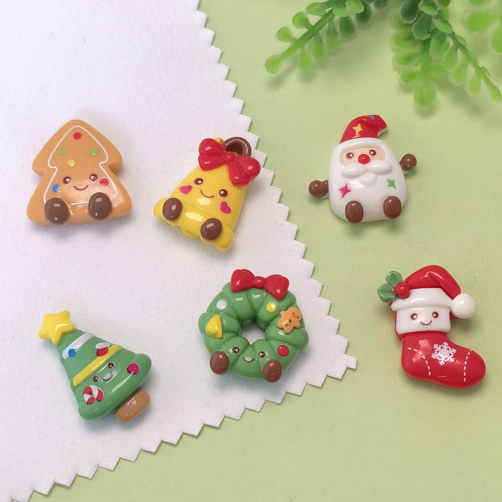 100Pcs New Cute Cartoon Christmas Series Flat Back Resin Cabochons Scrapbooking DIY Jewelry Craft Decoration Accessories